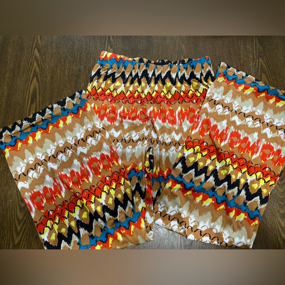 2 for $12 ⚜️Focus 2000 Colorful Palazzo Pants Wide Legs Comfort Waist Size Large - Picture 3 of 7